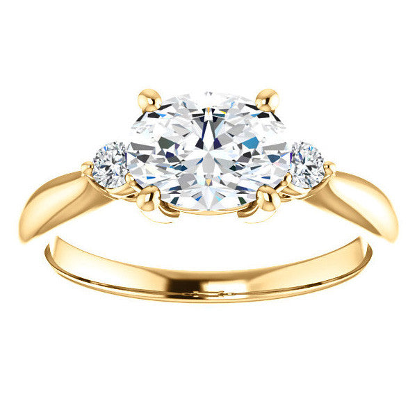 East-West Oval Moissanite Engagement Ring
