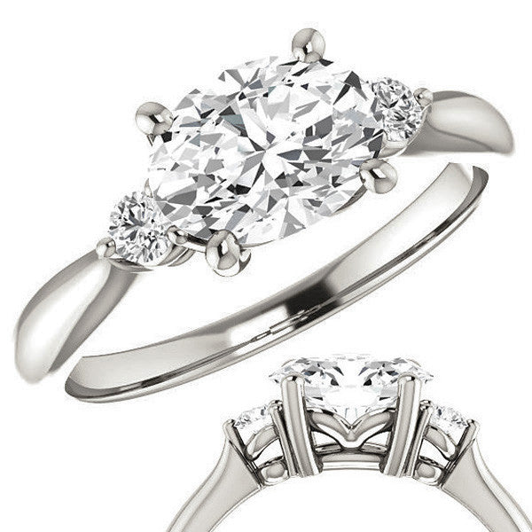 East-West Oval Moissanite Engagement Ring