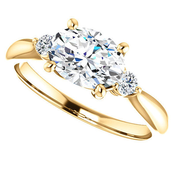 East-West Oval Moissanite Engagement Ring