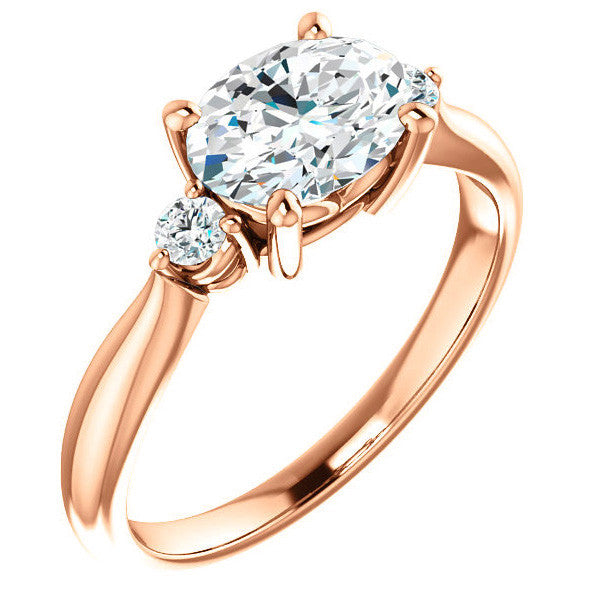 East-West Oval Moissanite Engagement Ring