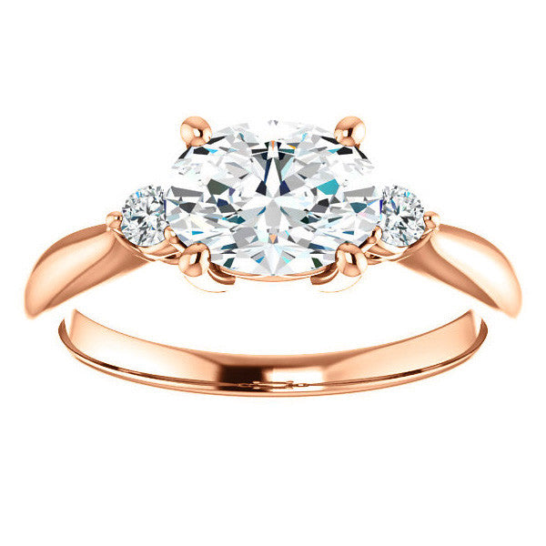 East-West Oval Moissanite Engagement Ring