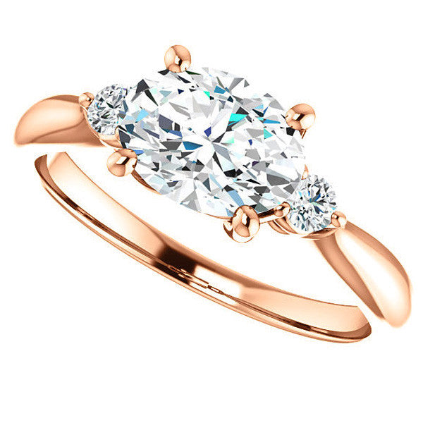 East-West Oval Moissanite Engagement Ring