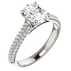 Oval Moissanite Pave Cathedral Engagement Ring