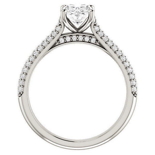Oval Moissanite Pave Cathedral Engagement Ring