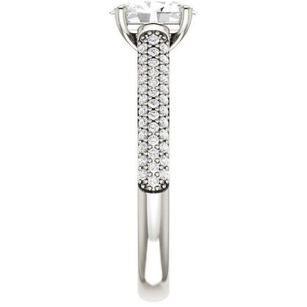 Oval Moissanite Pave Cathedral Engagement Ring