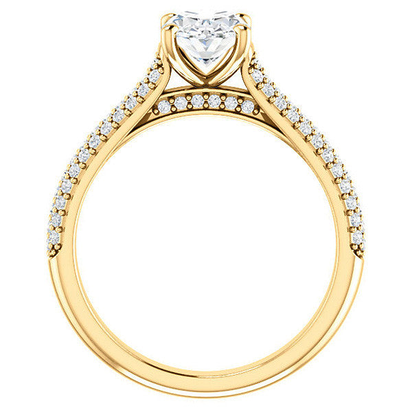 Oval Moissanite Pave Cathedral Engagement Ring