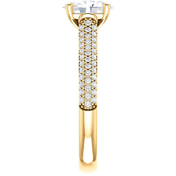 Oval Moissanite Pave Cathedral Engagement Ring