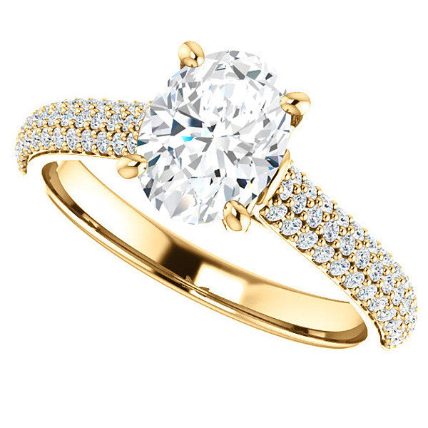 Oval Moissanite Pave Cathedral Engagement Ring