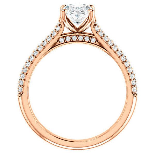 Oval Moissanite Pave Cathedral Engagement Ring
