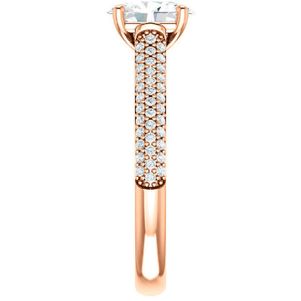 Oval Moissanite Pave Cathedral Engagement Ring
