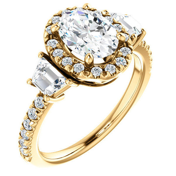 Oval Three Stone style Engagement Ring