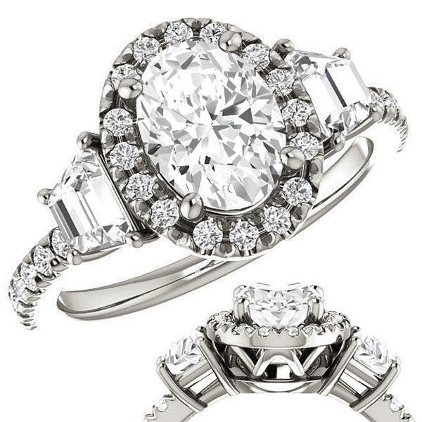 Oval Three Stone style Engagement Ring