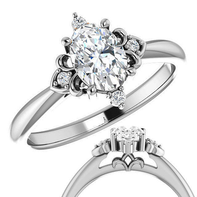 Oval Moissanite Unique Engagement Ring