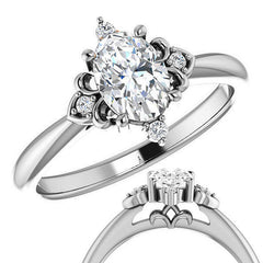 Oval Moissanite Unique Engagement Ring