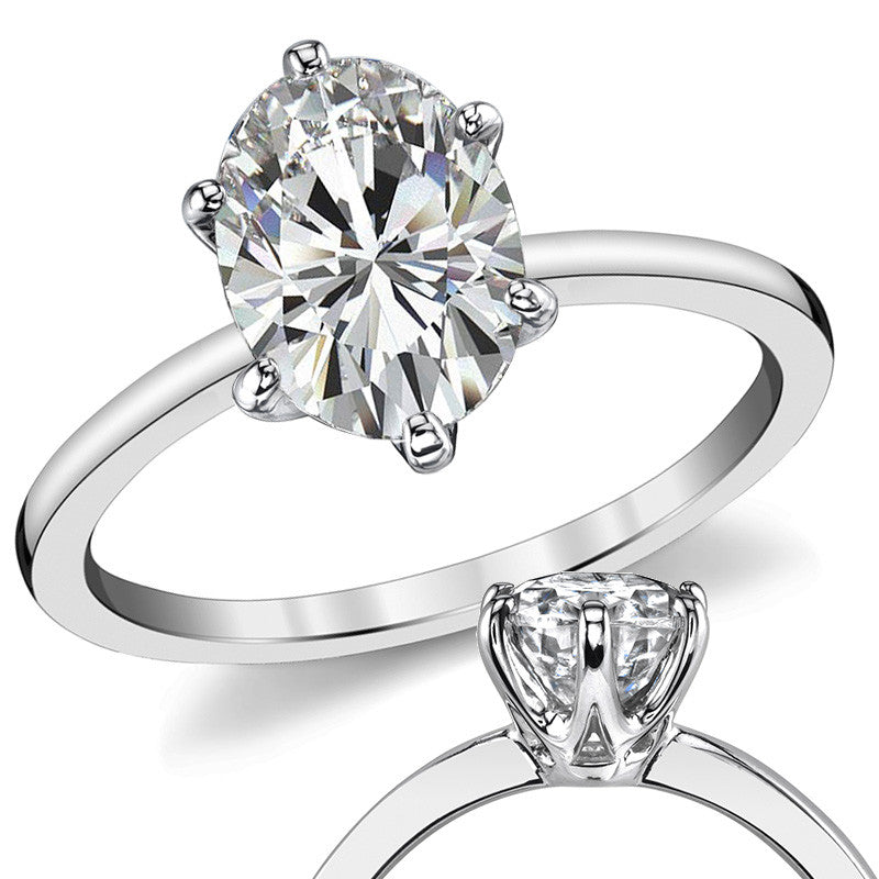 1.5mm Petite Oval Moissanite Solitaire Ring