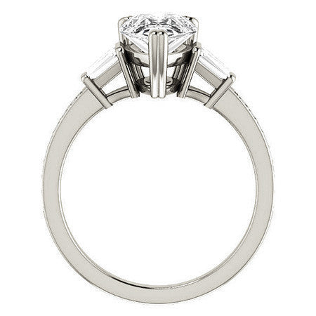 Pear Moissanite & Diamond Baguette Engagement Ring