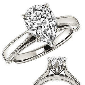 Pear Cathedral Solitaire with Scroll Accents