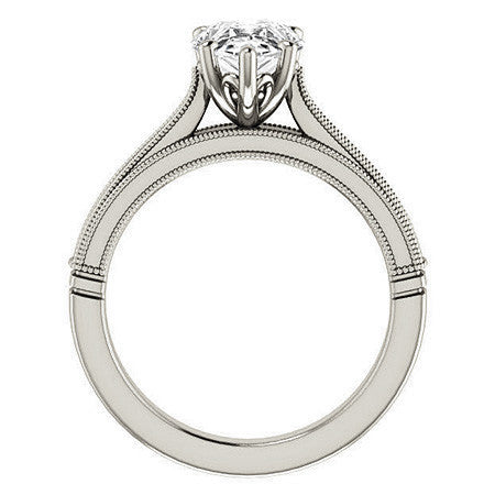 Pear Cathedral Solitaire with Scroll Accents