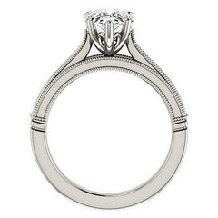 Pear Cathedral Solitaire with Scroll Accents