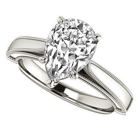 Pear Cathedral Solitaire with Scroll Accents
