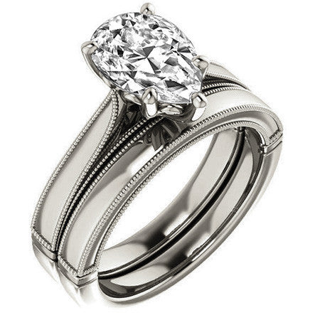Pear Cathedral Solitaire with Scroll Accents