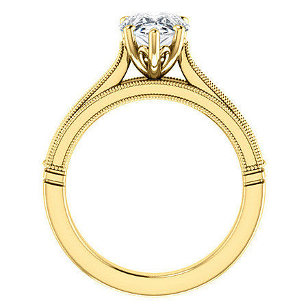 Pear Cathedral Solitaire with Scroll Accents