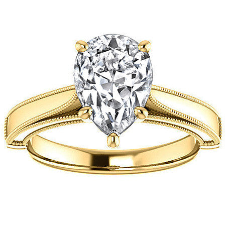 Pear Cathedral Solitaire with Scroll Accents