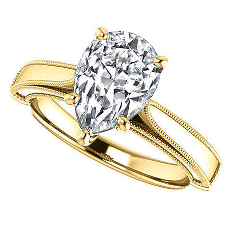 Pear Cathedral Solitaire with Scroll Accents