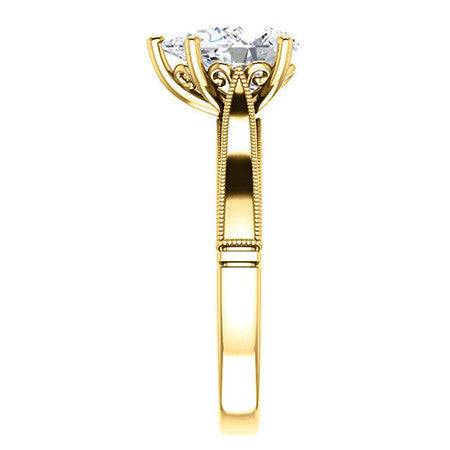 Pear Cathedral Solitaire with Scroll Accents
