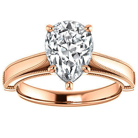 Pear Cathedral Solitaire with Scroll Accents