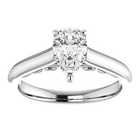 Pear Scroll Accented Solitaire Engagement Ring