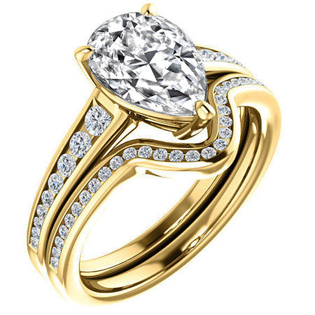 Pear & Diamond Channel Set Engagement Ring