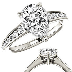 Pear & Diamond Channel Set Engagement Ring