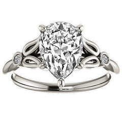 Floral Inspired Pear Cathedral Engagement Ring