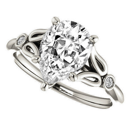 Floral Inspired Pear Cathedral Engagement Ring