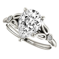 Floral Inspired Pear Cathedral Engagement Ring