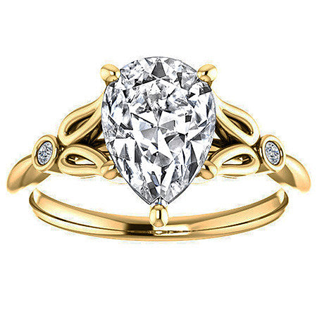 Floral Inspired Pear Cathedral Engagement Ring