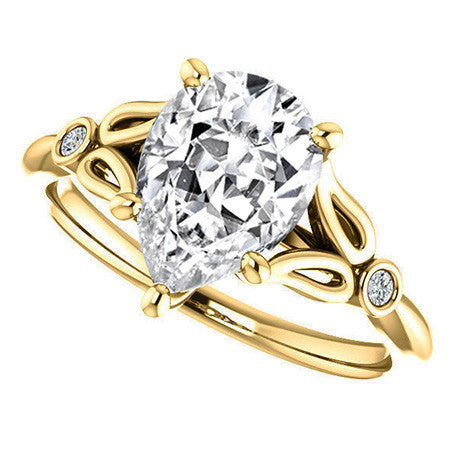 Floral Inspired Pear Cathedral Engagement Ring