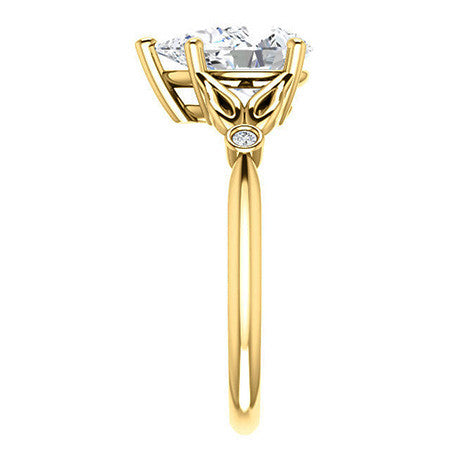 Floral Inspired Pear Cathedral Engagement Ring