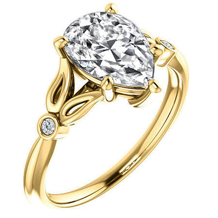Floral Inspired Pear Cathedral Engagement Ring