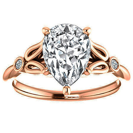 Floral Inspired Pear Cathedral Engagement Ring