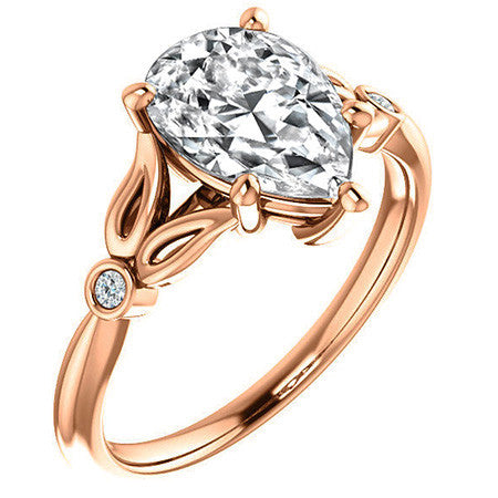 Floral Inspired Pear Cathedral Engagement Ring