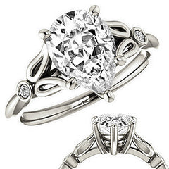 Floral Inspired Pear Cathedral Engagement Ring