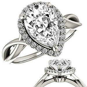 Pear Moissanite Infinity Halo Cathedral Engagement Ring