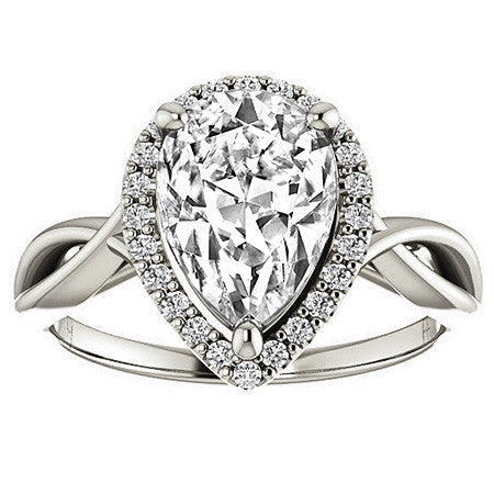 Pear Moissanite Infinity Halo Cathedral Engagement Ring