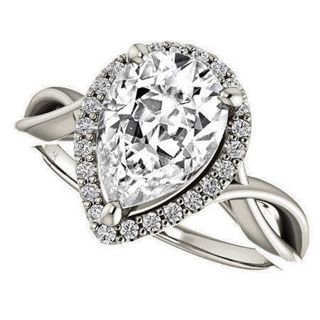 Pear Moissanite Infinity Halo Cathedral Engagement Ring