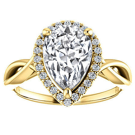 Pear Moissanite Infinity Halo Cathedral Engagement Ring