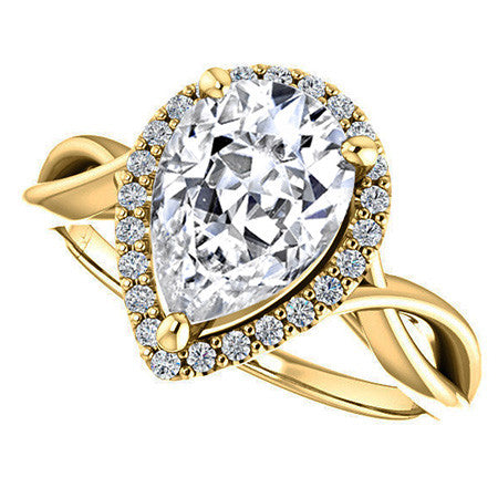 Pear Moissanite Infinity Halo Cathedral Engagement Ring