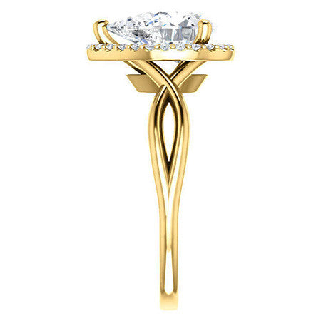 Pear Moissanite Infinity Halo Cathedral Engagement Ring