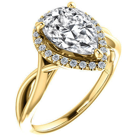 Pear Moissanite Infinity Halo Cathedral Engagement Ring
